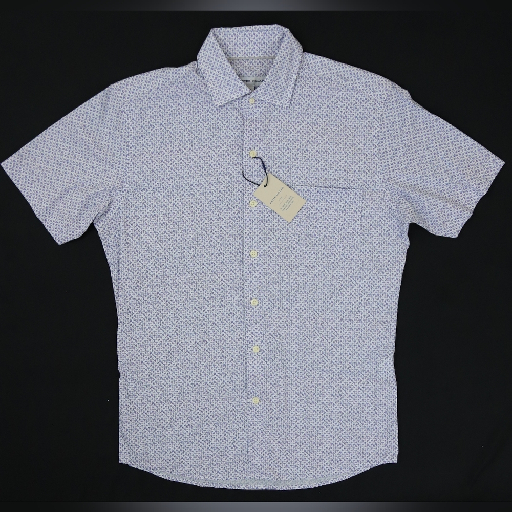 NWT Peter Millar Crown Size Small White Button Down Wine Glasses